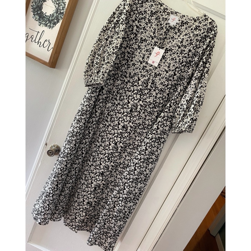 NWT 3/4 sleeve button-front poplin maternity dress